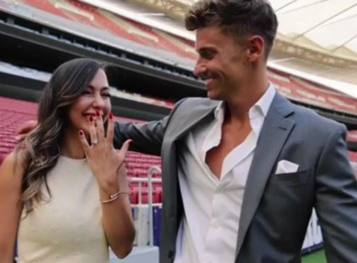 Patricia Noarbe with Marcos Llorente when he proposed her